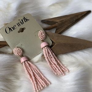 One Wink Pink Tassel Earrings NWT